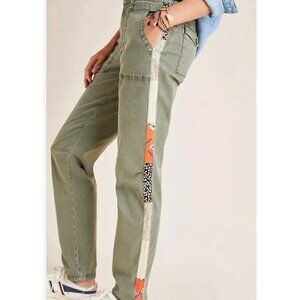 Anthropologie army green and detailed cargo pants